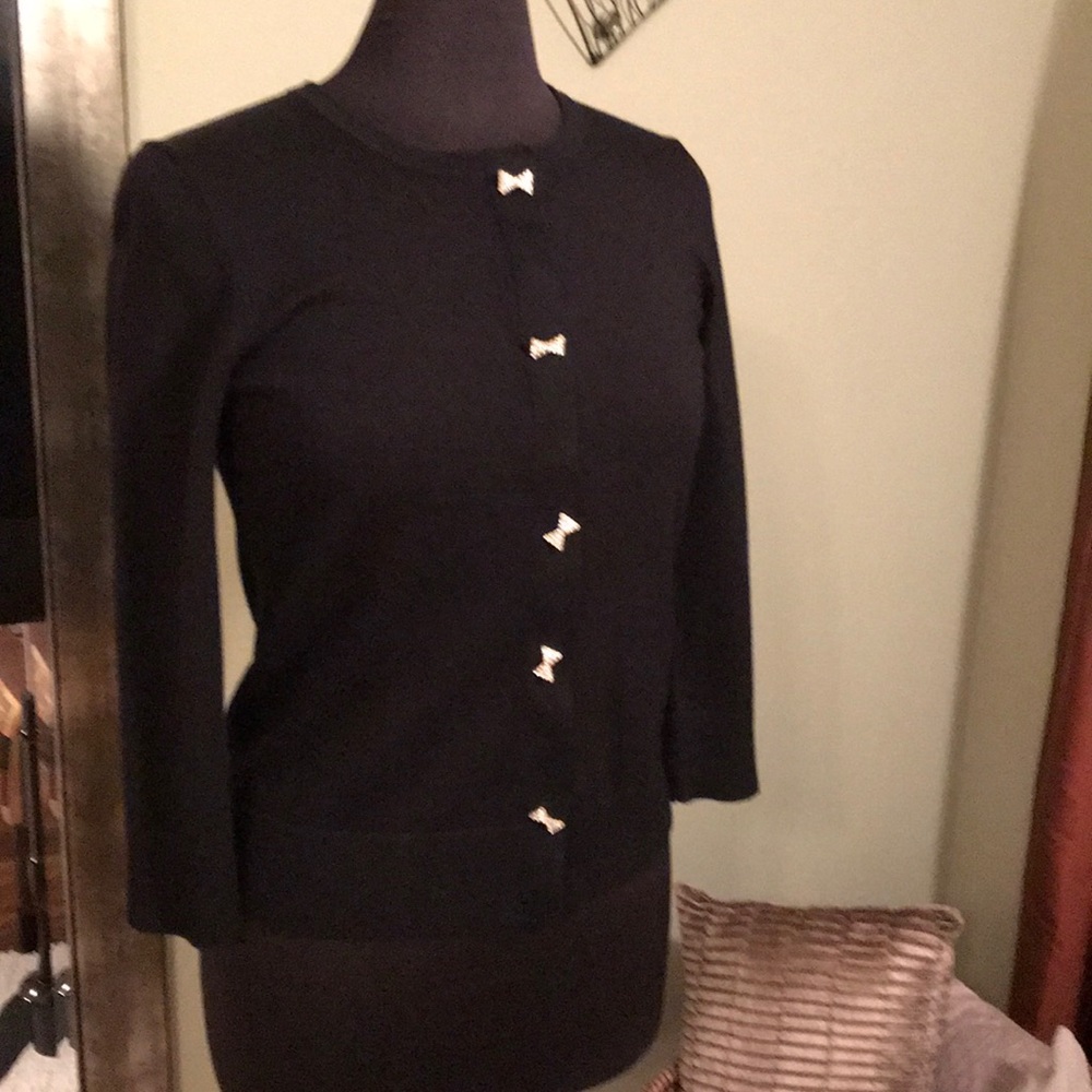 Cable & Gauge Cardigan w/rhinestone bows, Sm, NWT